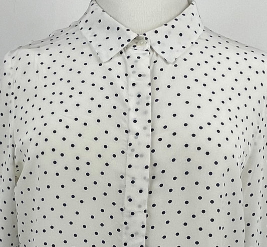 Black & White Polka Dot Silk Blouse by Pure | Size S