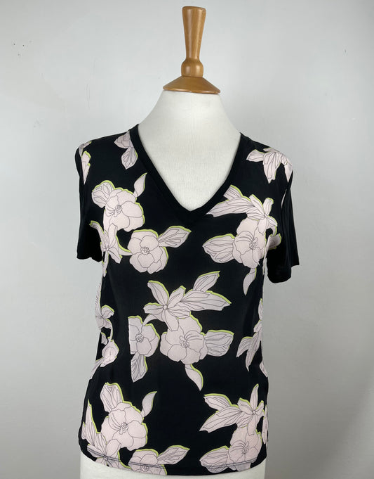Black and White Silk Front T-Shirt by Paul Smith | Size M