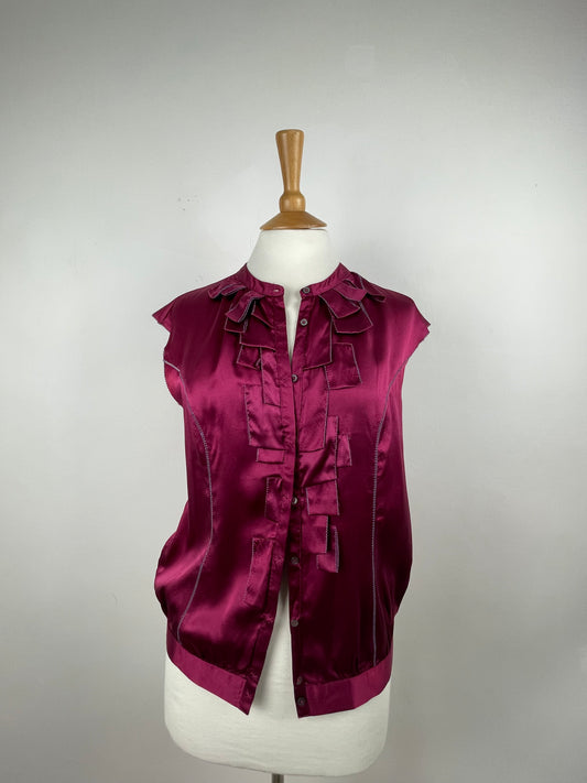 Cerise Pink Satin Blouse by Whistles | Size S