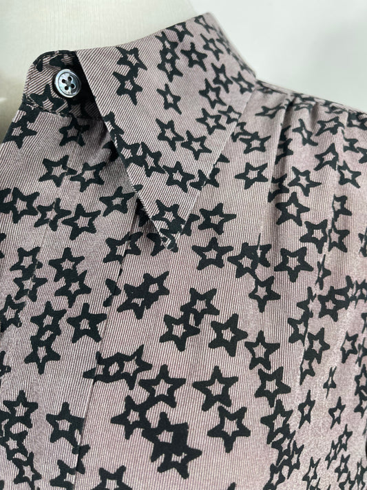 Mushroom Grey Star Print Silk Blouse by Equipment | Size L