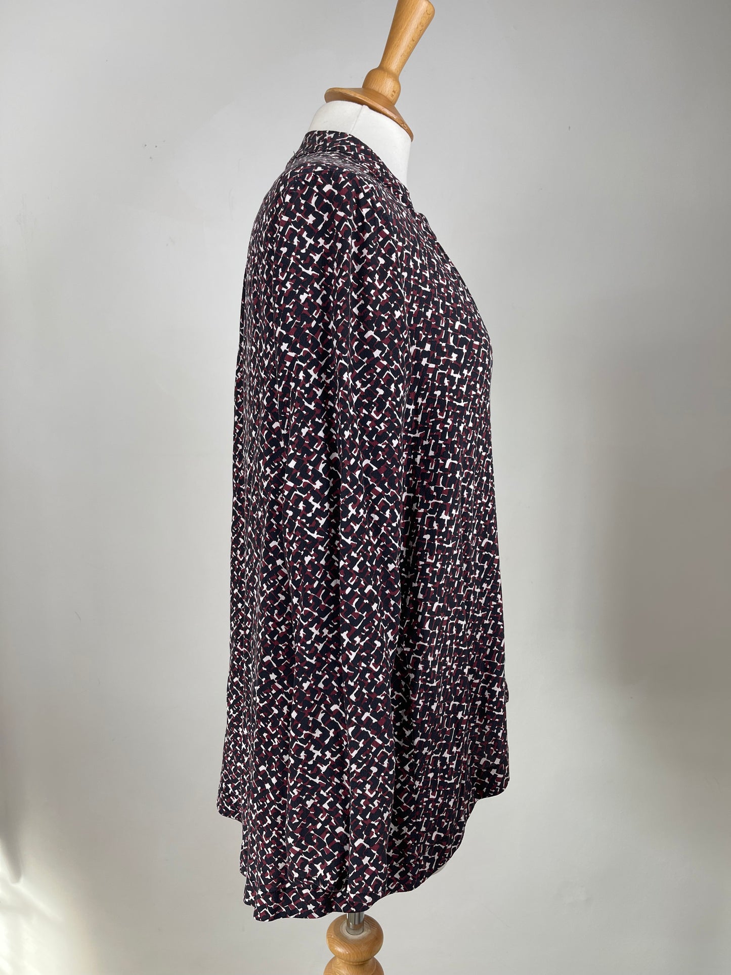 Burgundy, Black, White Silk Blouse by Gerard Darel | Size M