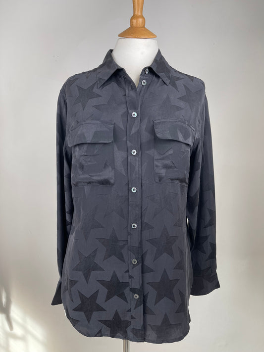 Black Silk Blouse with Star Design by Equipment | Size S