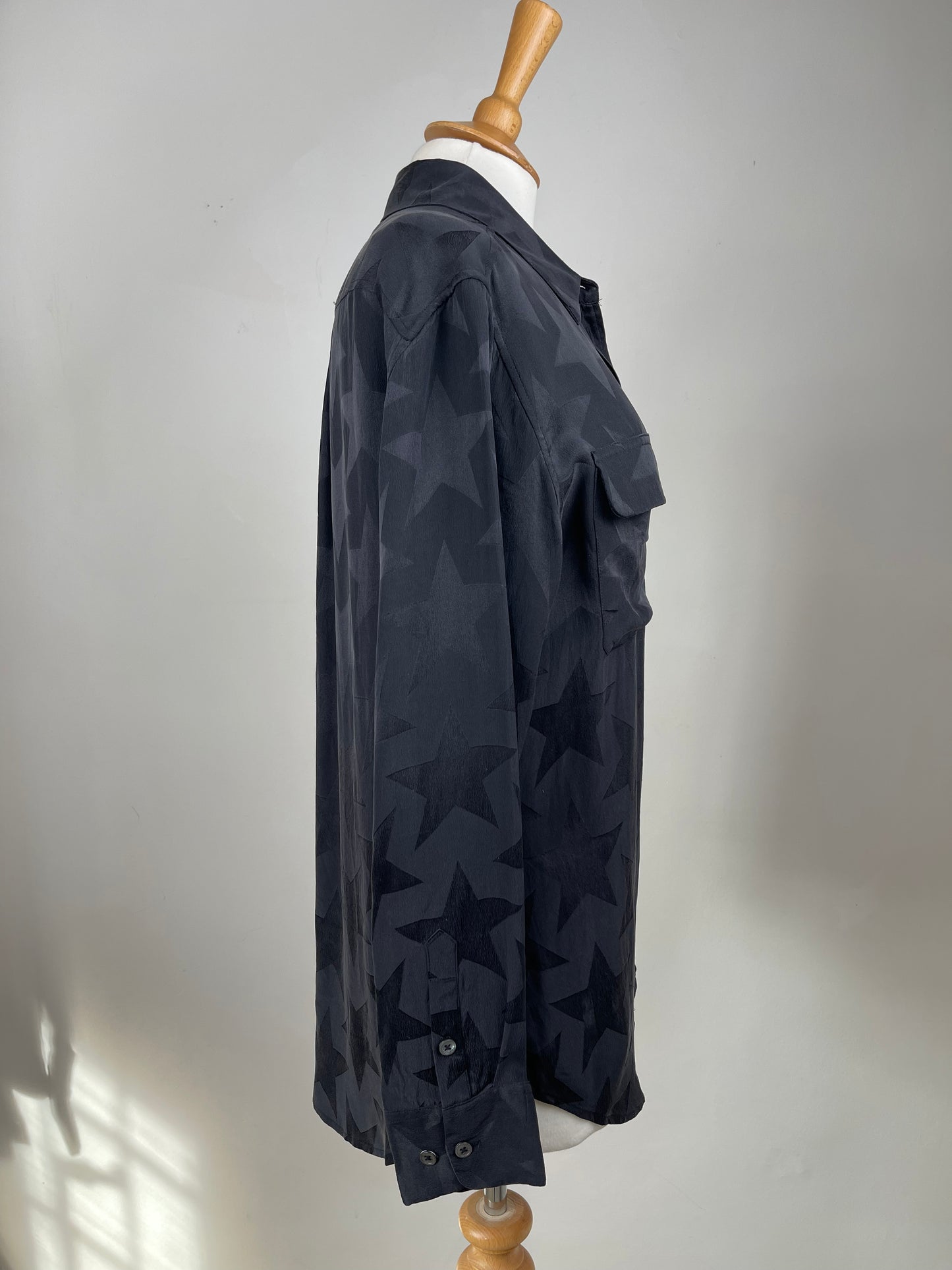 Black Silk Blouse with Star Design by Equipment | Size S