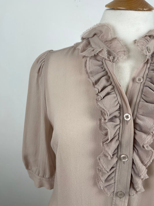 Nude Pink Sheer Silk Chiffon Blouse by Pink | Size M