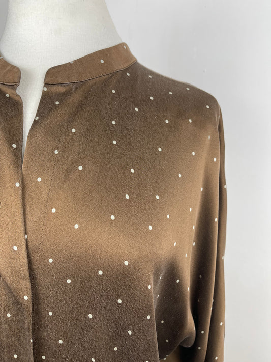 Brown Satin Blouse by Vince | Size M