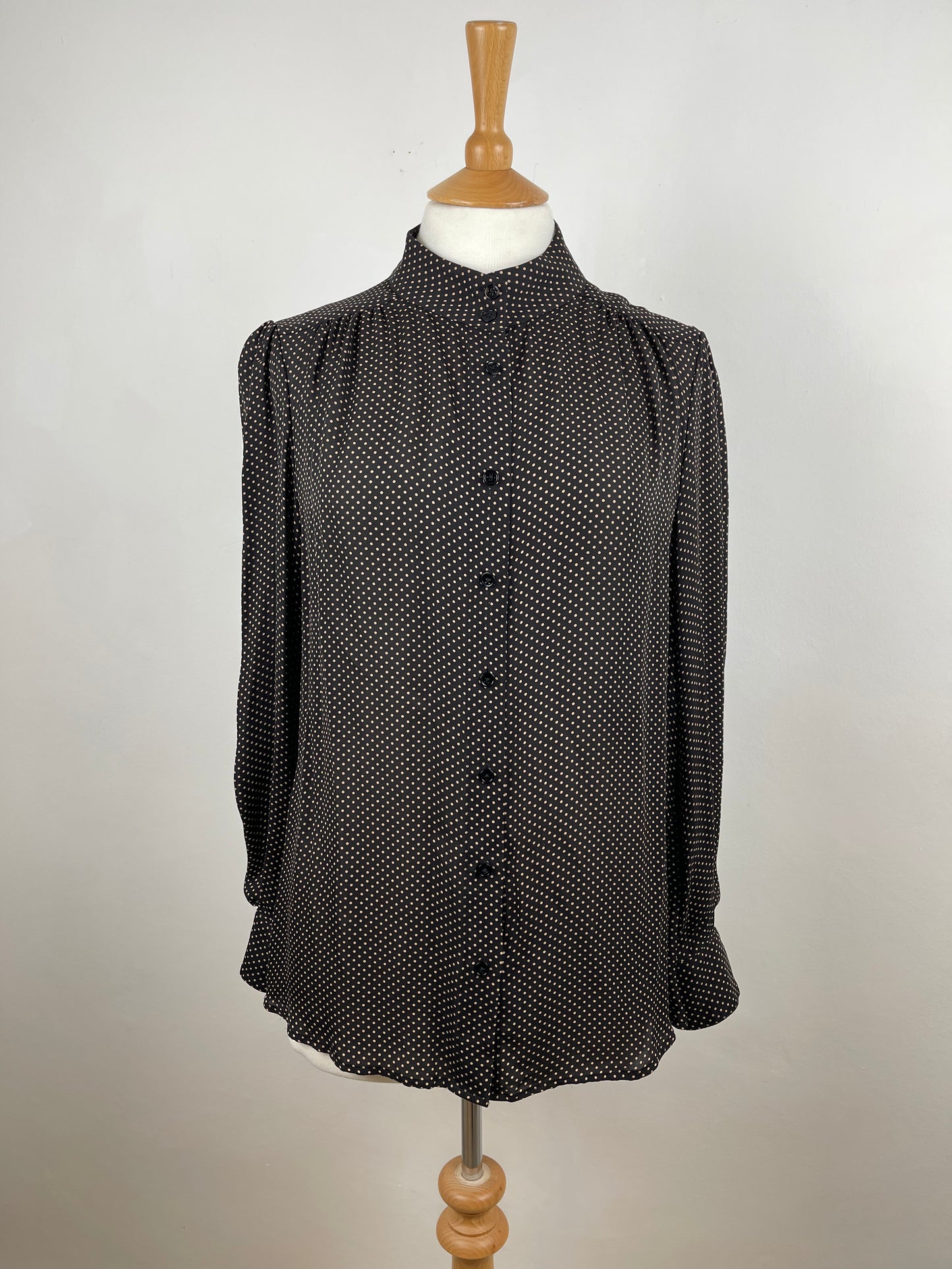 Black Spot Silk Blouse by Jaeger London | Size M