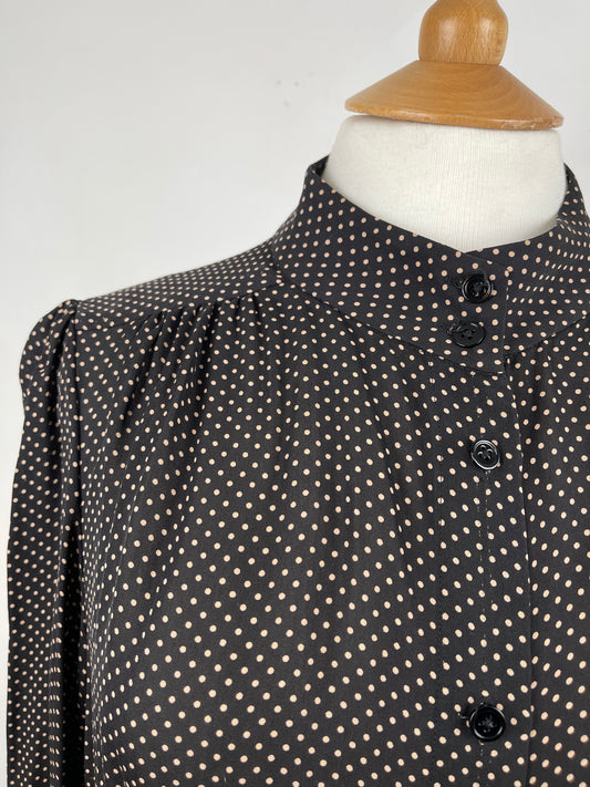 Black Spot Silk Blouse by Jaeger London | Size M