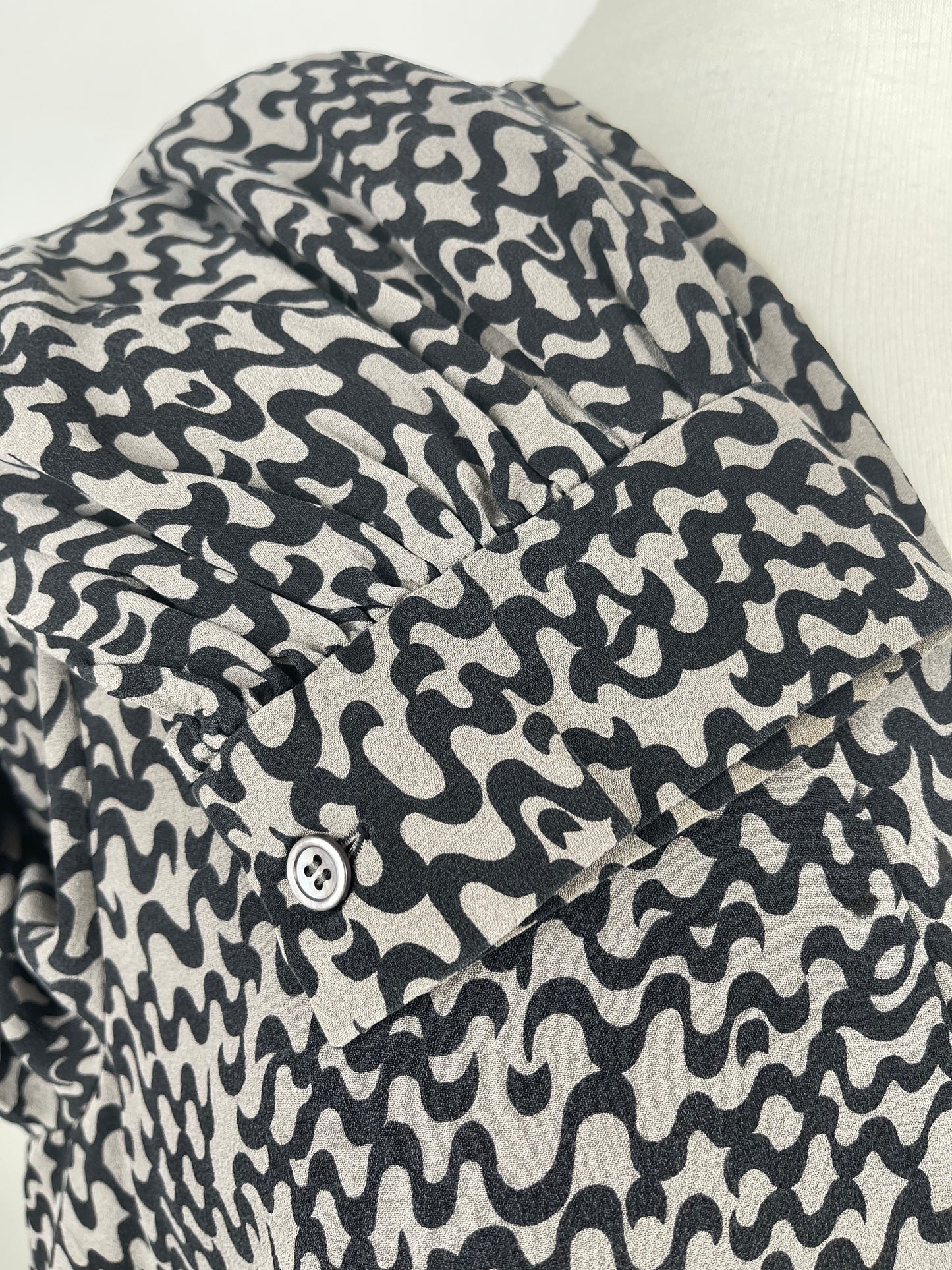 Grey and Black Silk Blouse by Jaeger London | Size L