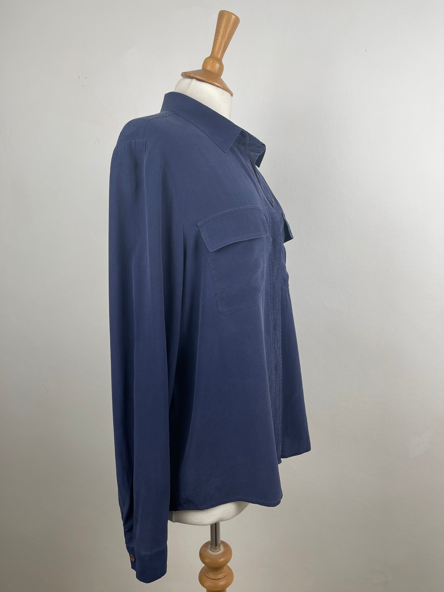 Navy Sandwashed Silk Blouse by Jaeger London | Size L
