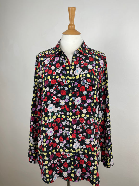 Floral Silk Blouse by Equipment | Size M