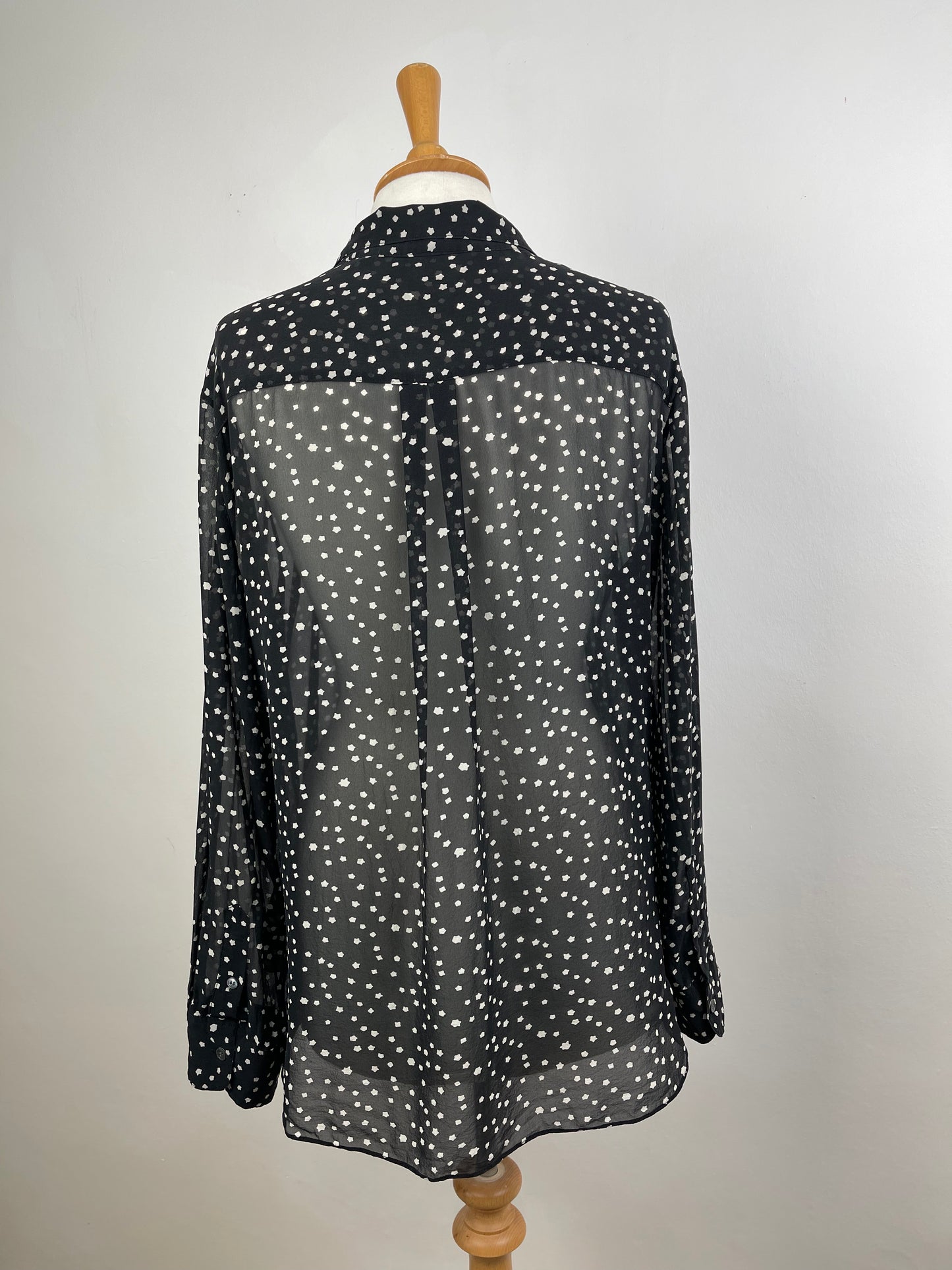 Black & White Spot Silk Blouse by Theory | Size L