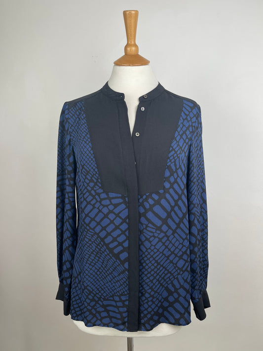 Navy & Black Silk Blouse by Whistles | Size S