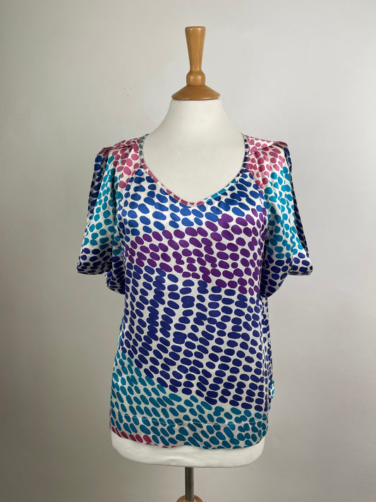 Blue and Pink Spot Blouse by Gerard Darel | M