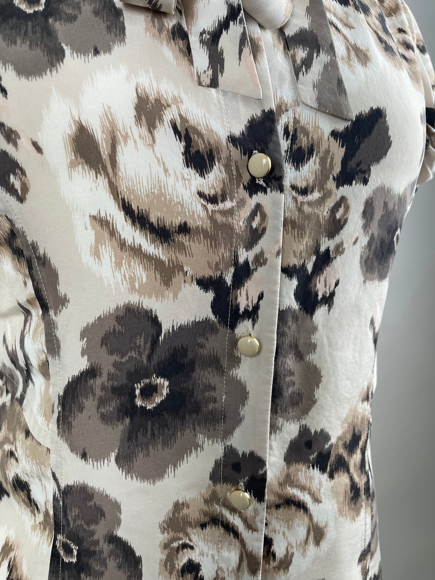 Brown & Cream Silk Blouse by Juicy Couture | Size S