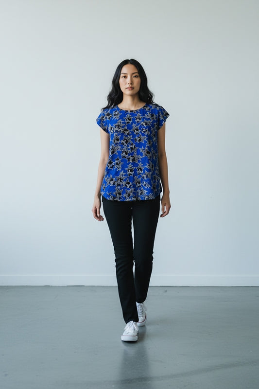 Blue Silk Top, Star print by Diane von Furstenberg | Size S