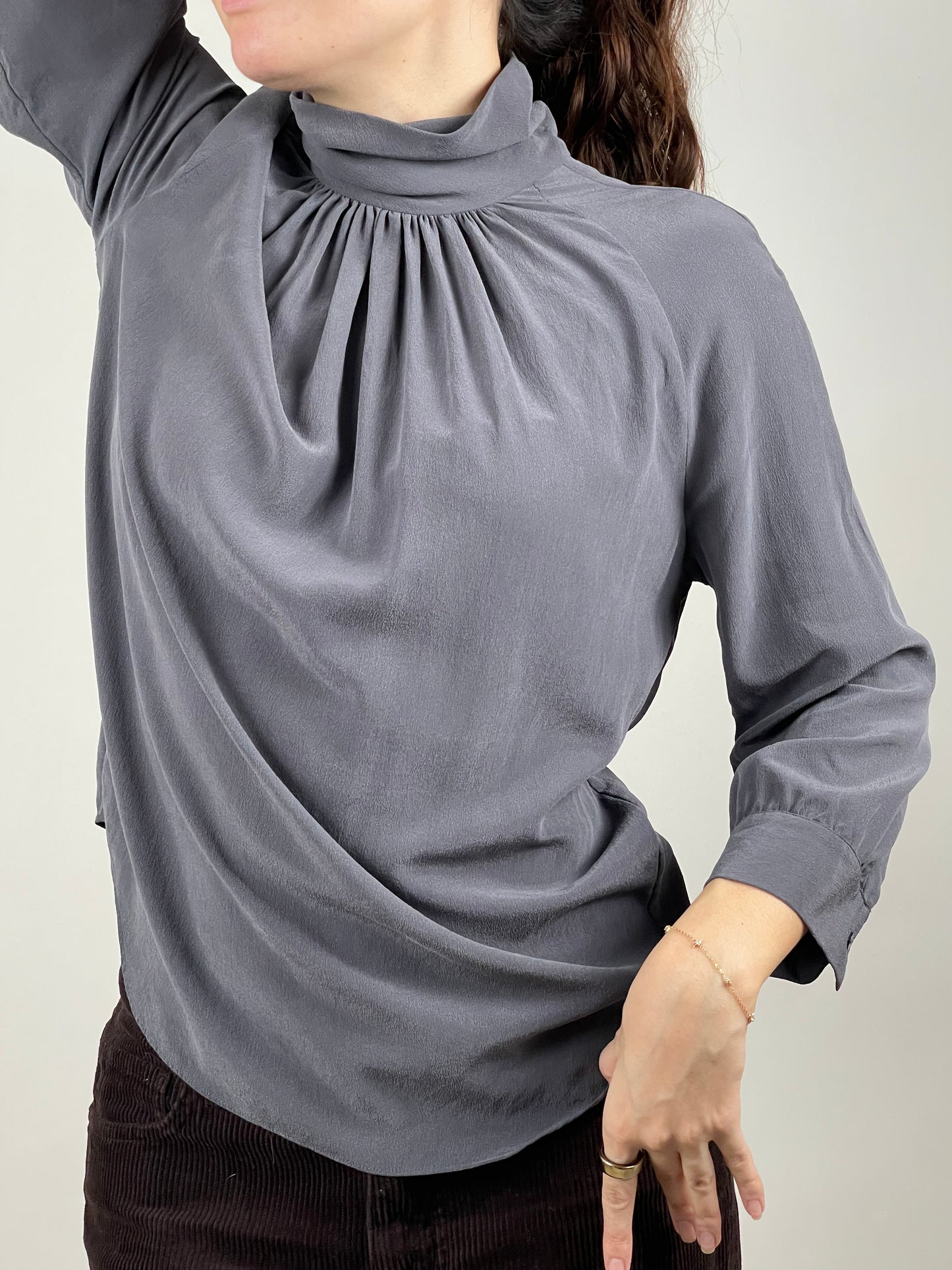 Grey Silk Blouse by Thomas Pink | Size S