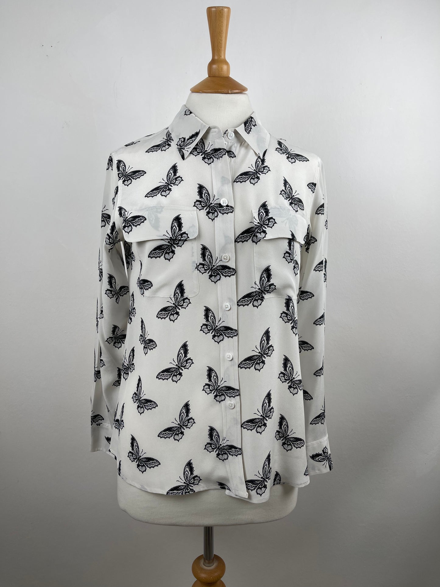 Black & White Silk Blouse by Equipment | Size S