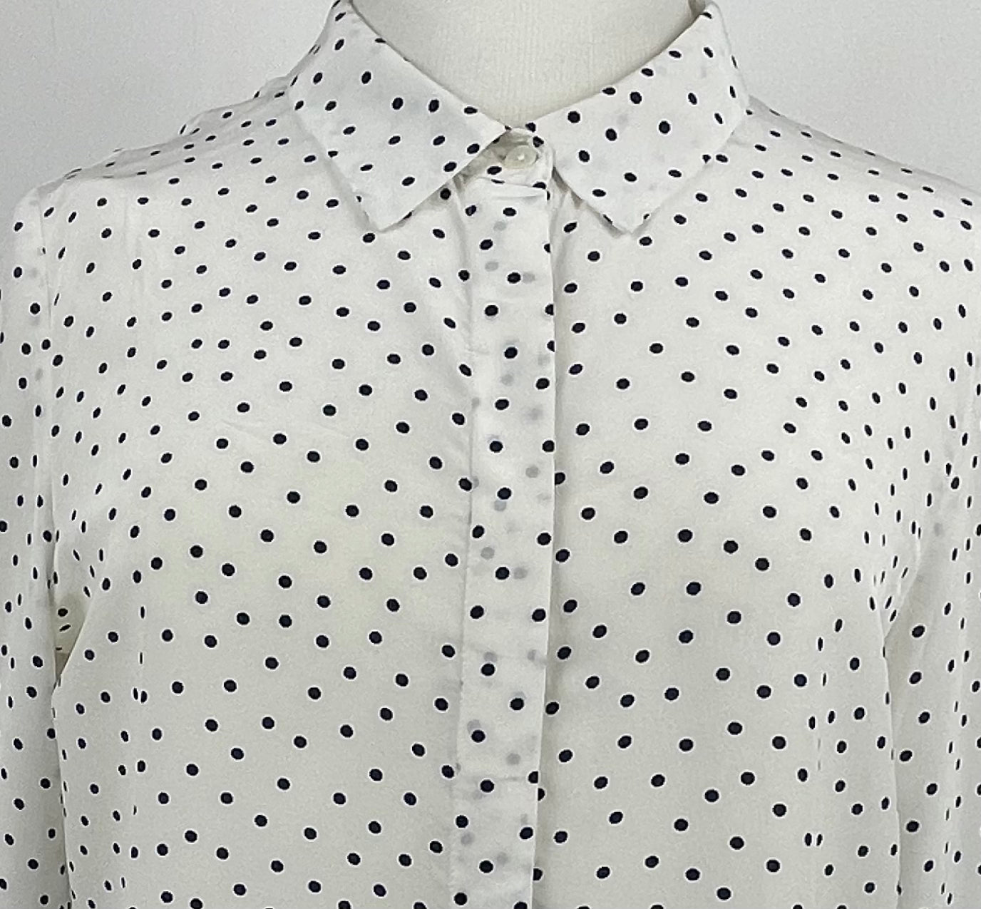 Black & White Polka Dot Silk Blouse by Pure | Size S