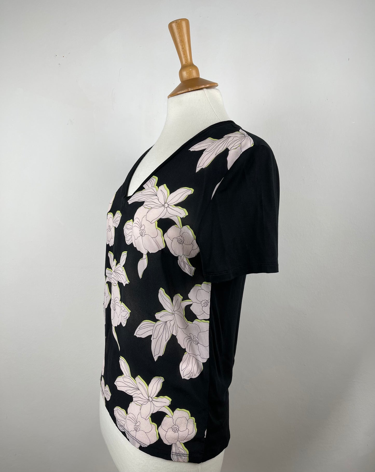 Black and White Silk Front T-Shirt by Paul Smith | Size M