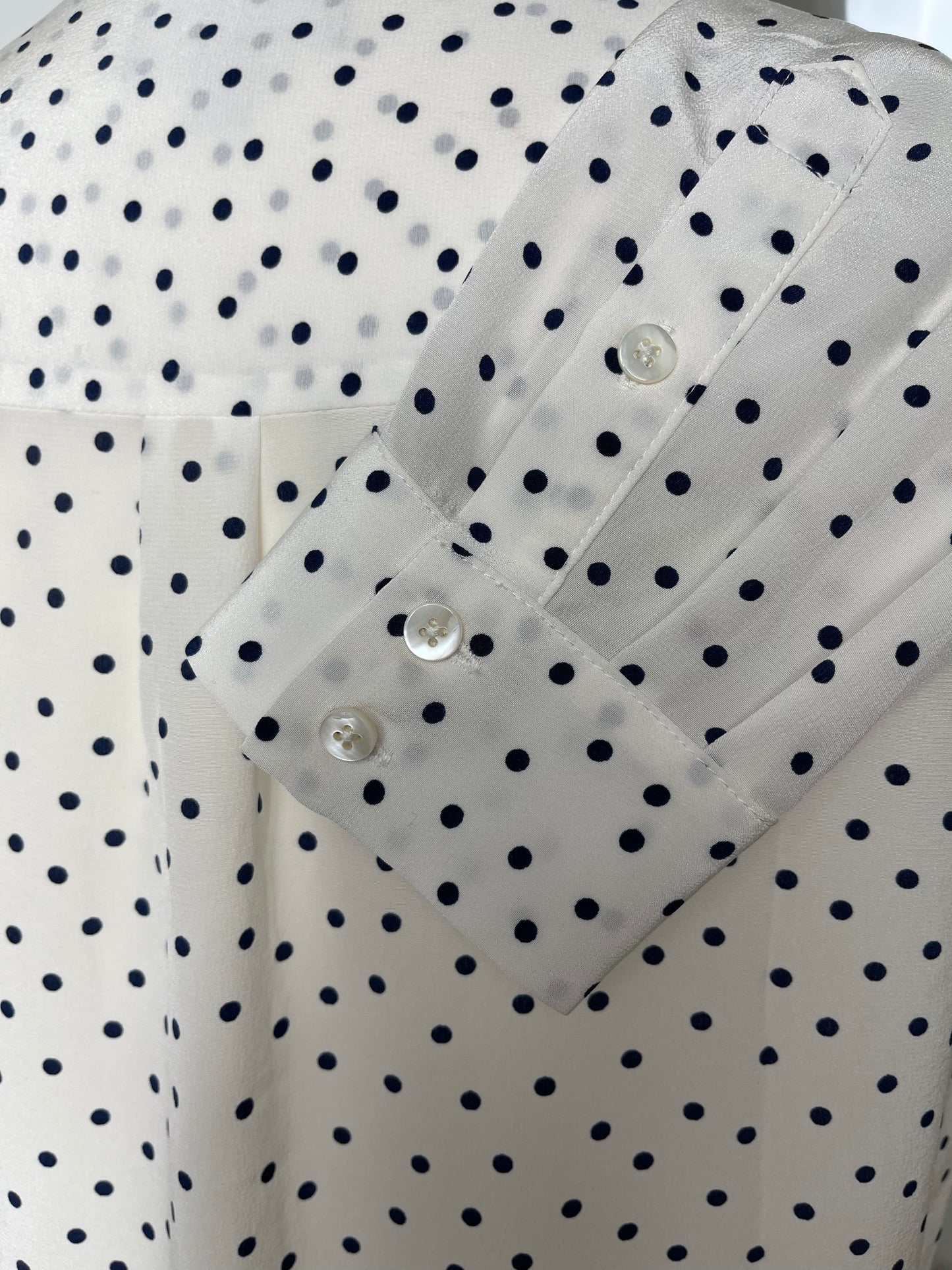 Black & White Polka Dot Silk Blouse by Pure | Size S