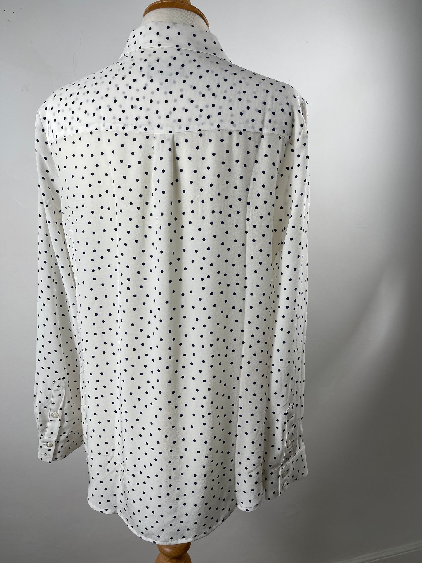 Black & White Polka Dot Silk Blouse by Pure | Size S
