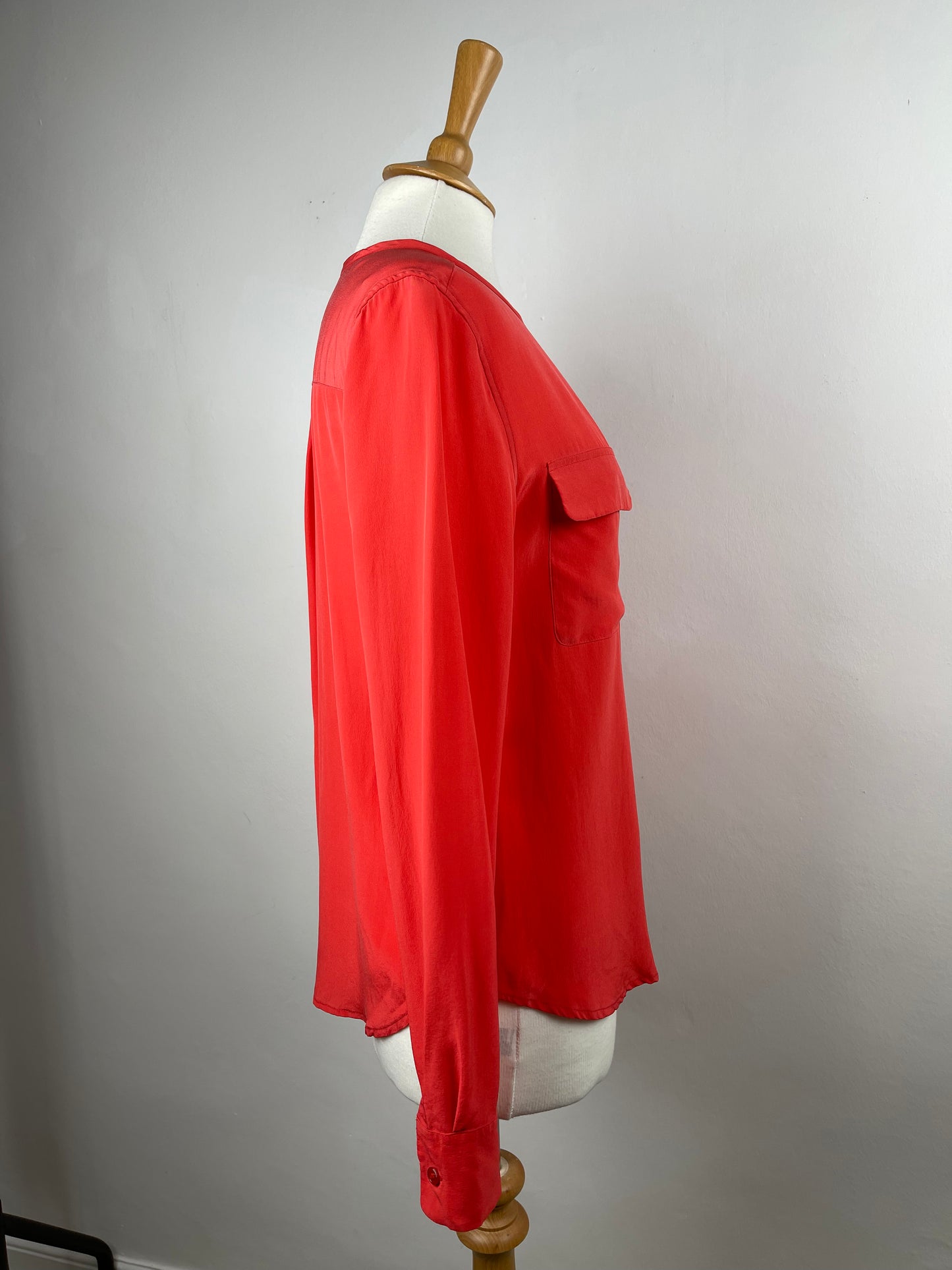 Coral Red Pure Silk Blouse by Equipment | Size M