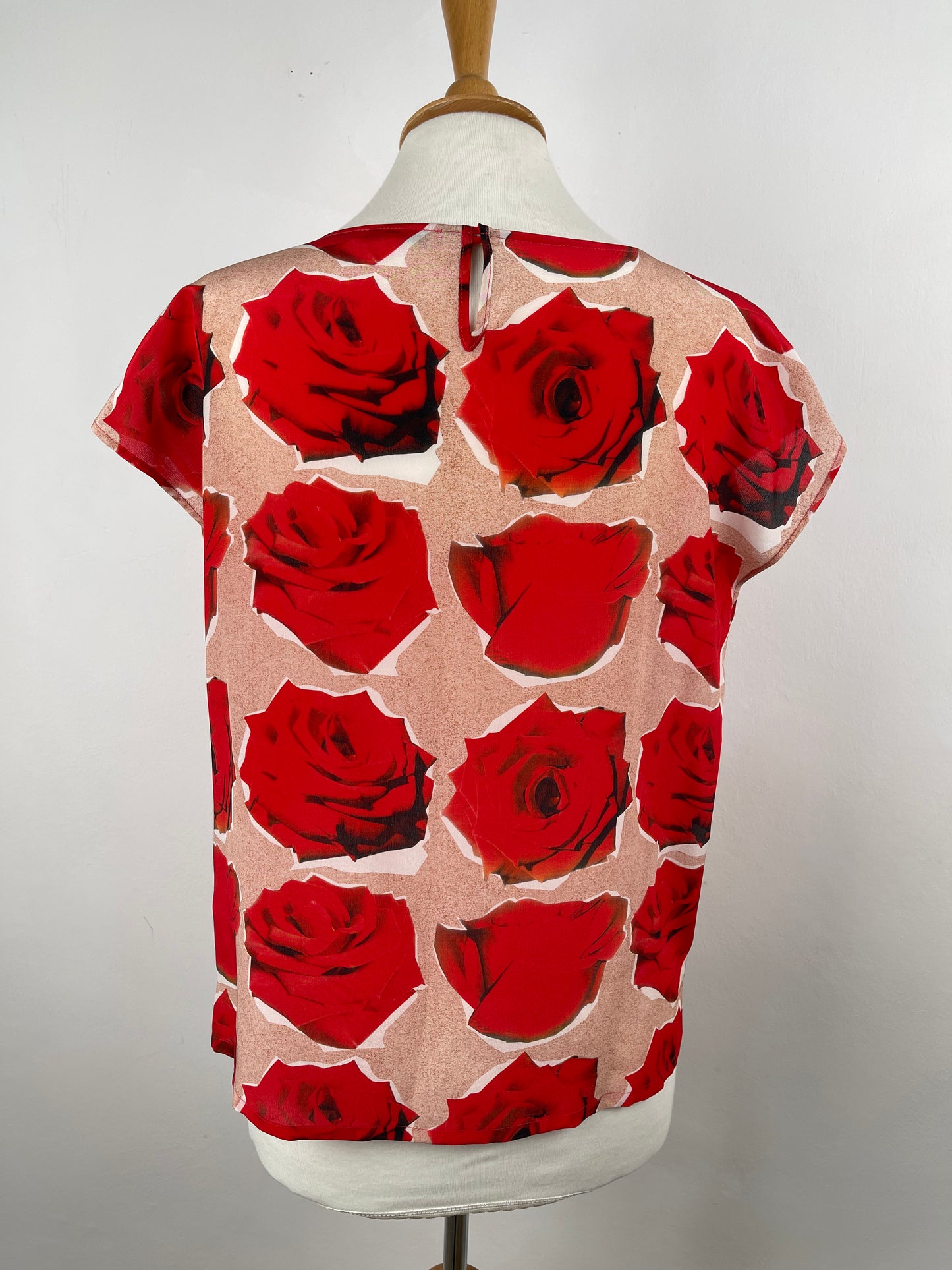 Red & White Rose Print Silk Top by Paul Smith | Size M