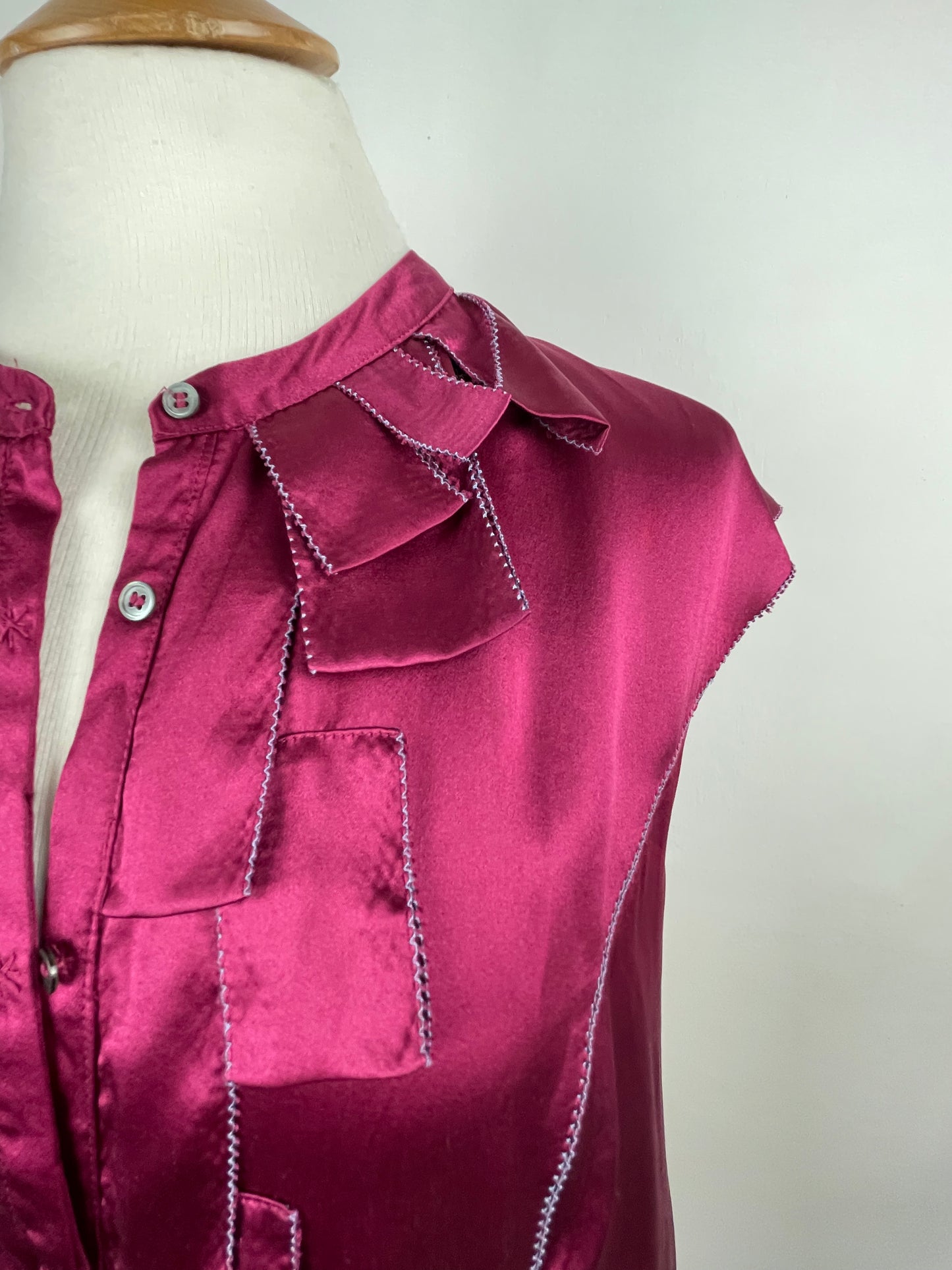 Cerise Pink Satin Blouse by Whistles | Size S