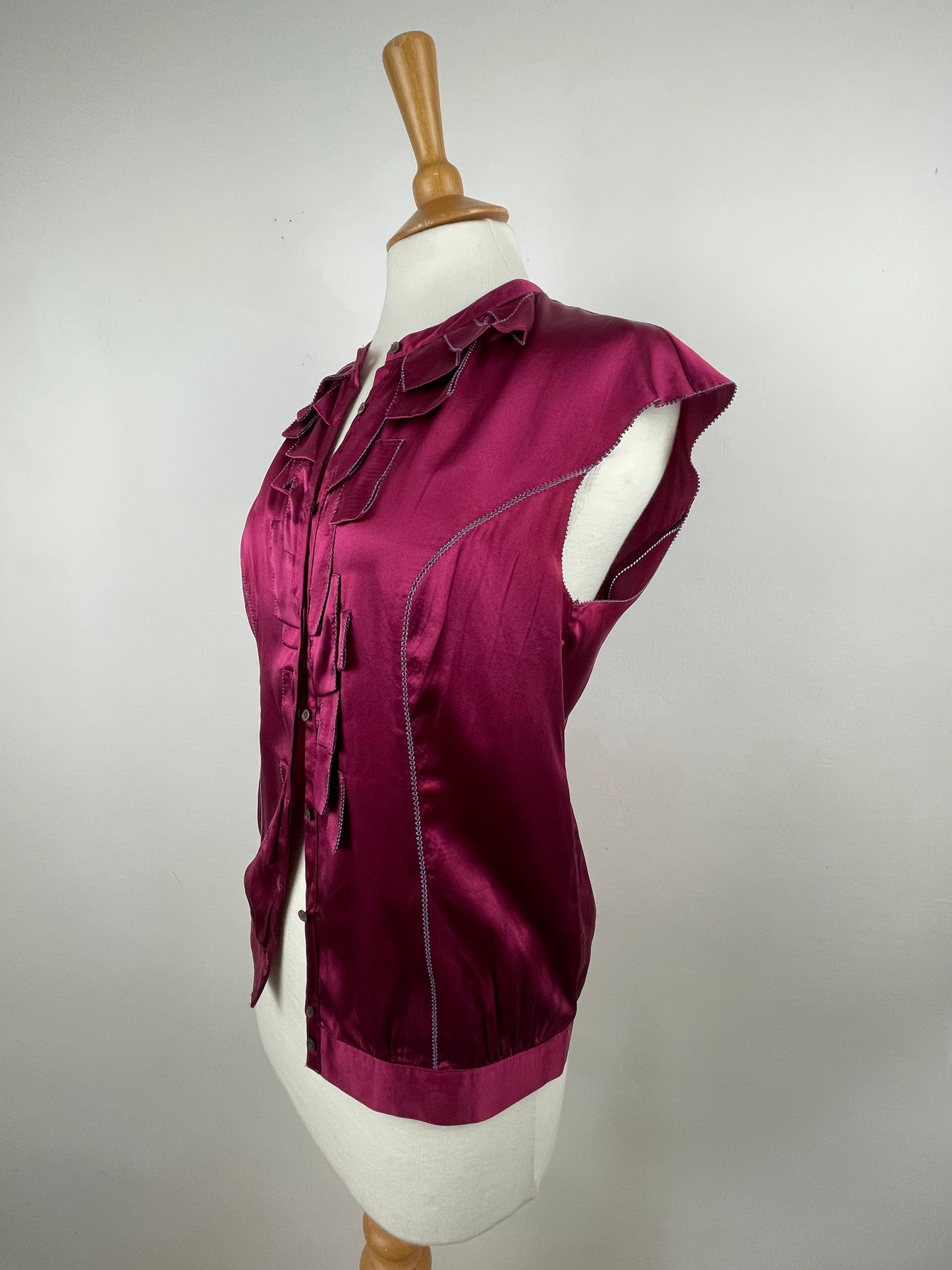 Cerise Pink Satin Blouse by Whistles | Size S