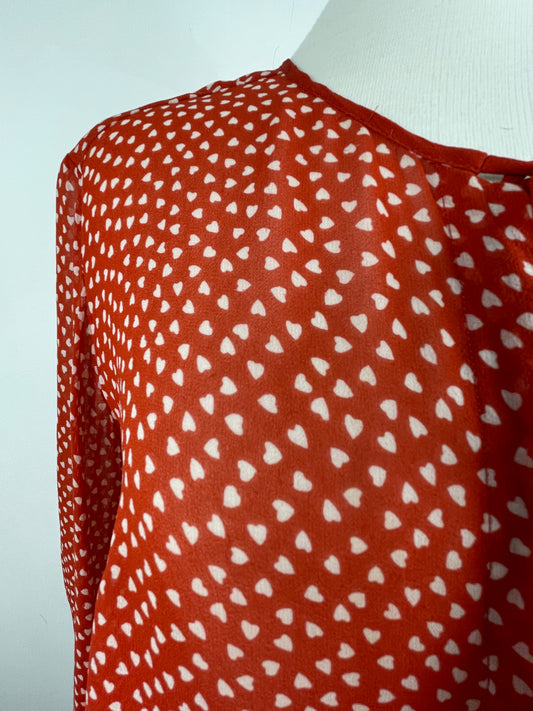 Red & White Sheer Silk Top by Whistles | Size M