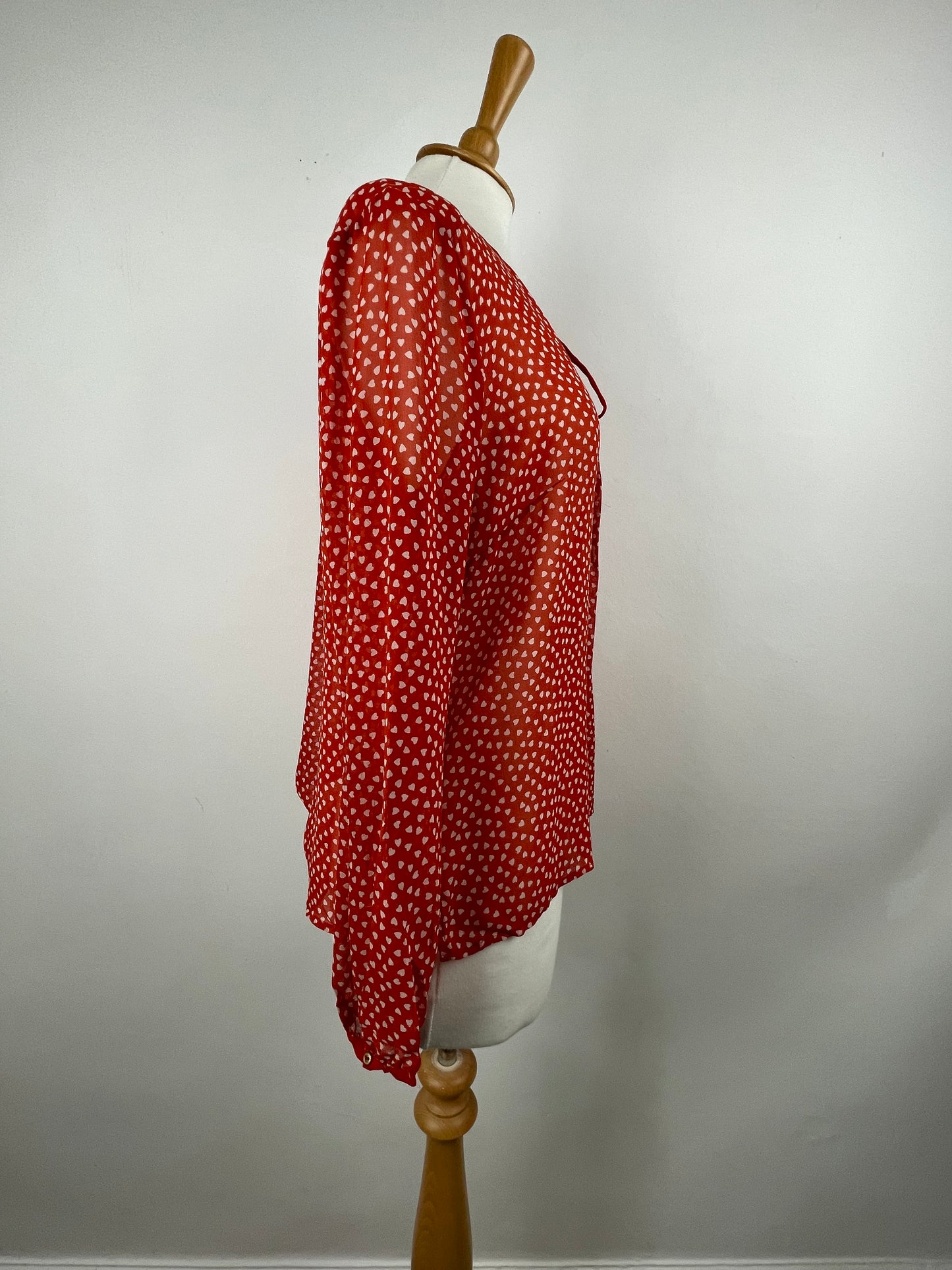 Red & White Sheer Silk Top by Whistles | Size M