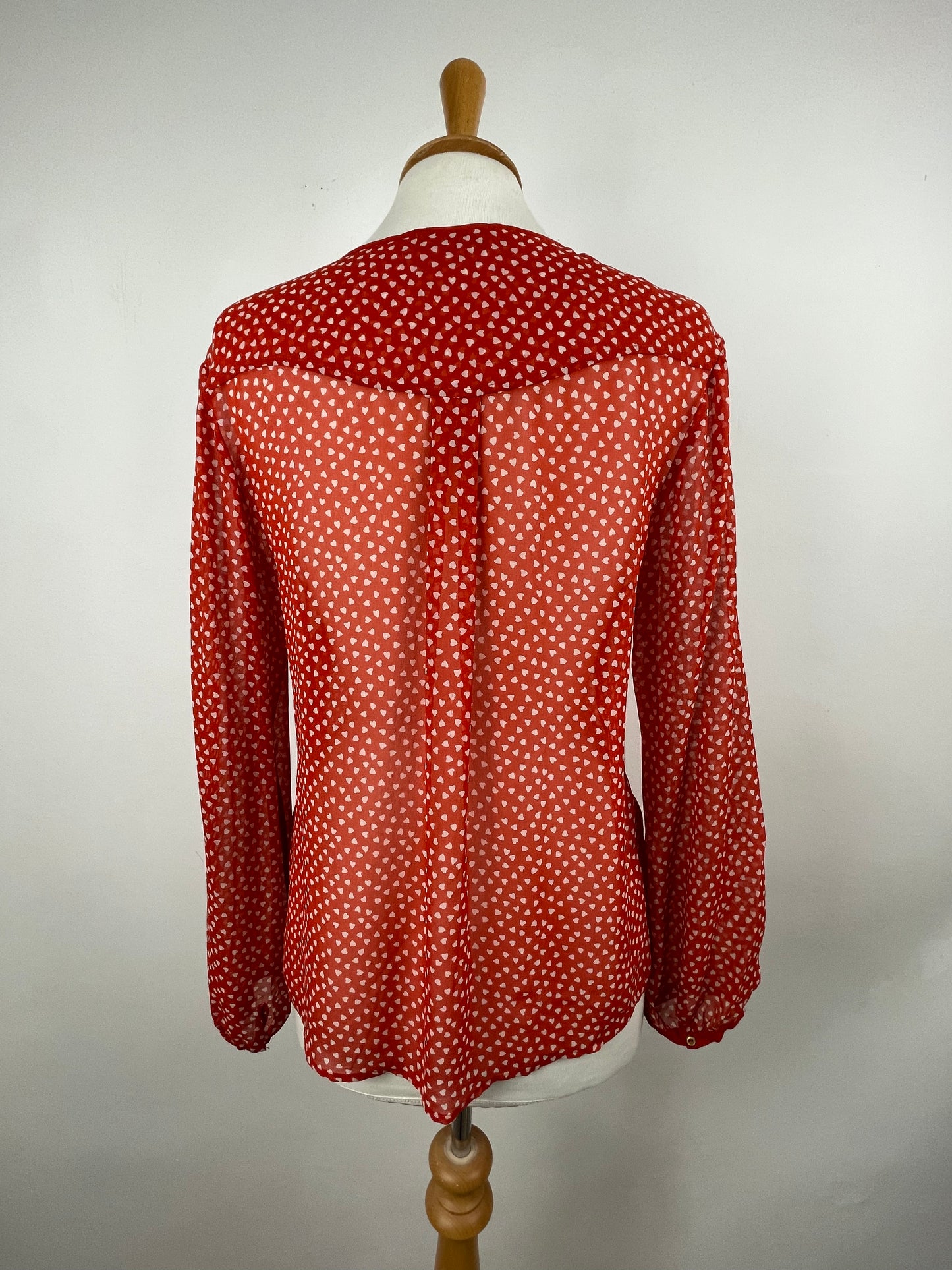 Red & White Sheer Silk Top by Whistles | Size M