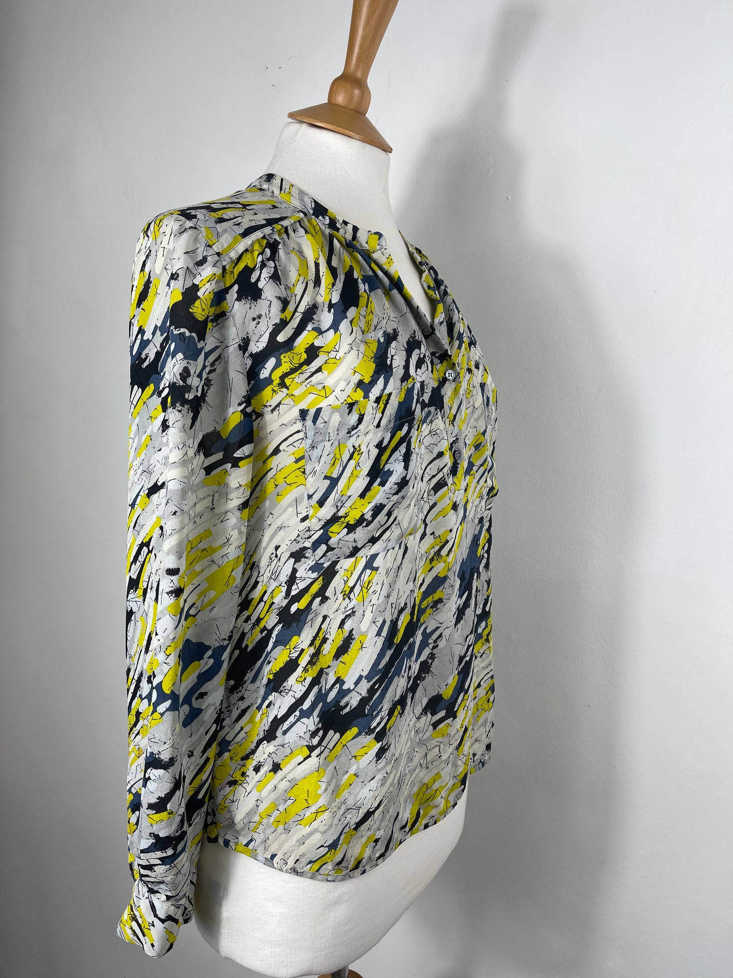Blue, Grey, Yellow Abstract Print Blouse by Whistles | Size S/M