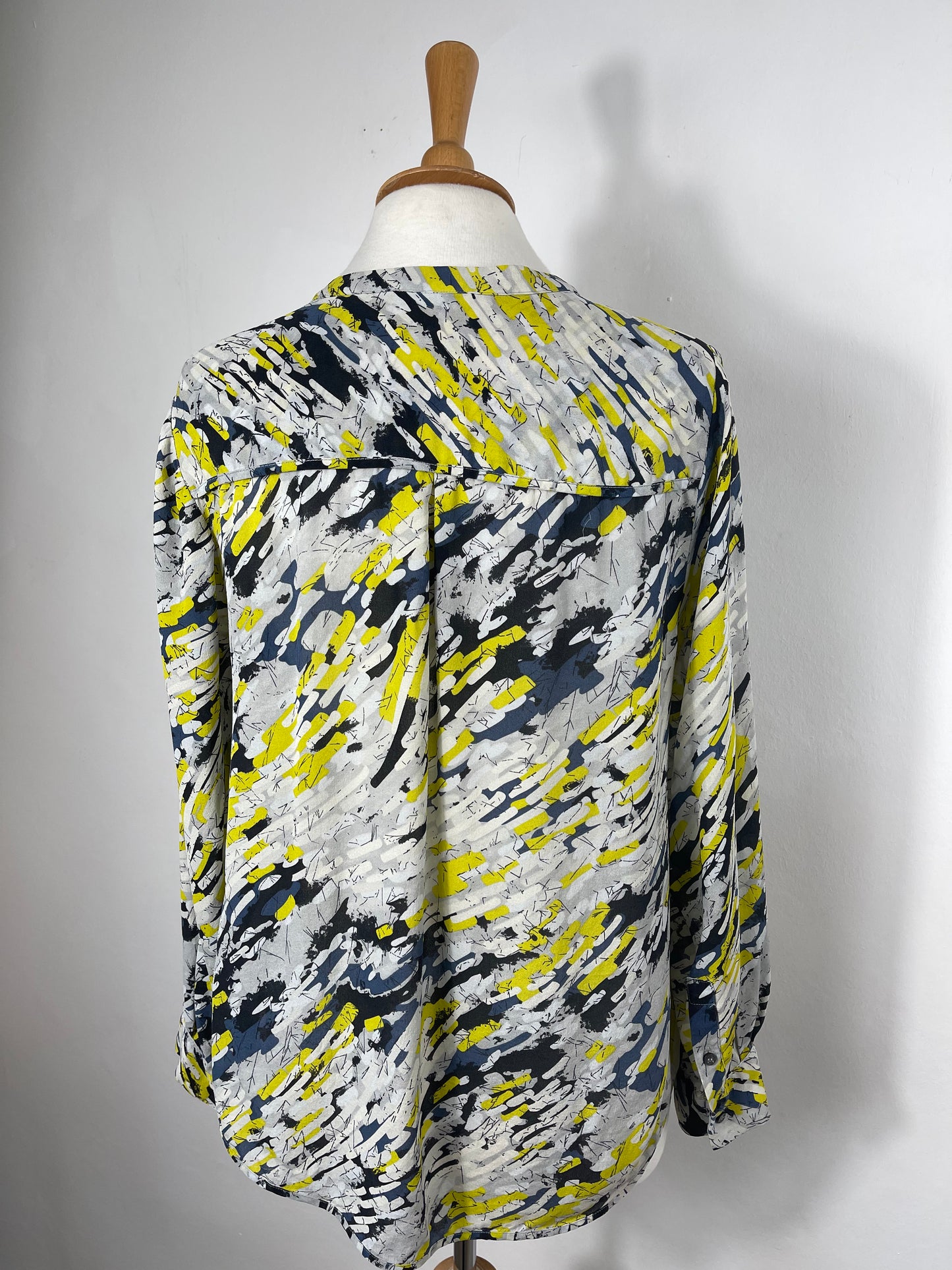 Blue, Grey, Yellow Abstract Print Blouse by Whistles | Size S/M