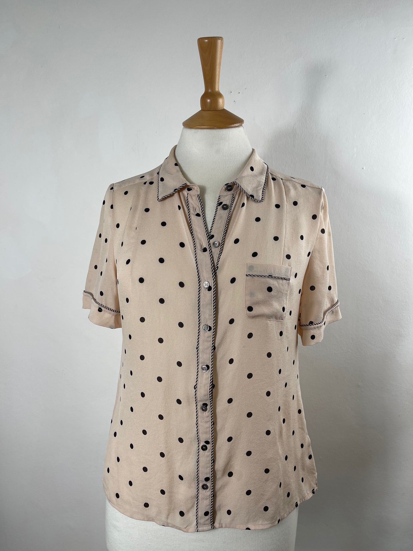 Nude Pink Silk Sheer Blouse by Whistles | Size S