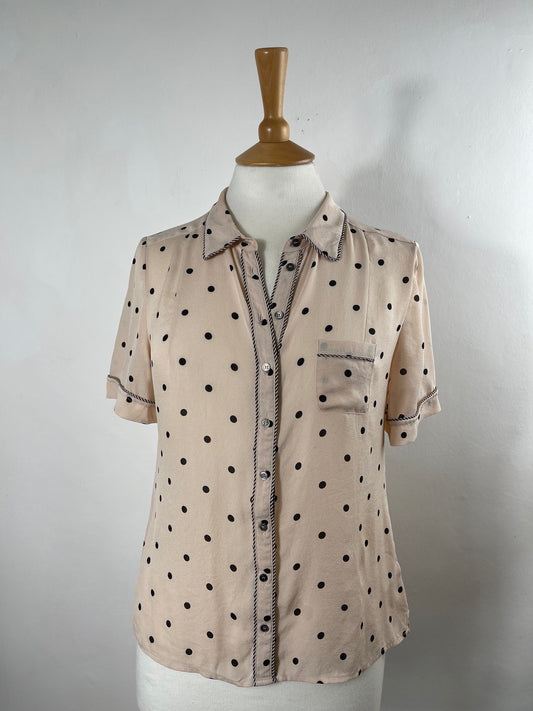 Nude Pink Silk Sheer Blouse by Whistles | Size S