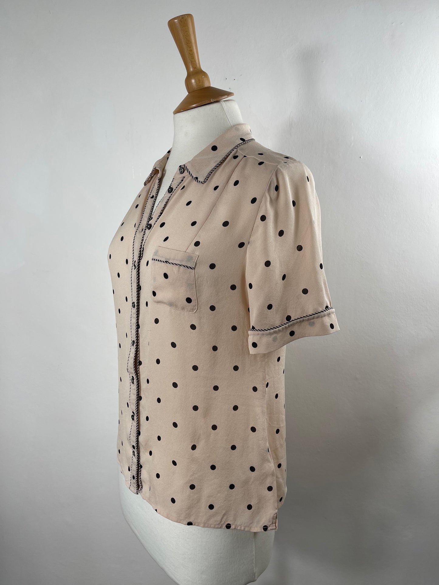 Nude Pink Silk Sheer Blouse by Whistles | Size S