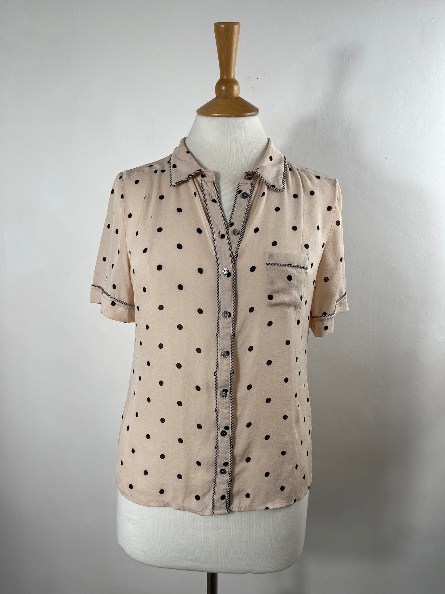 Nude Pink Silk Sheer Blouse by Whistles | Size S