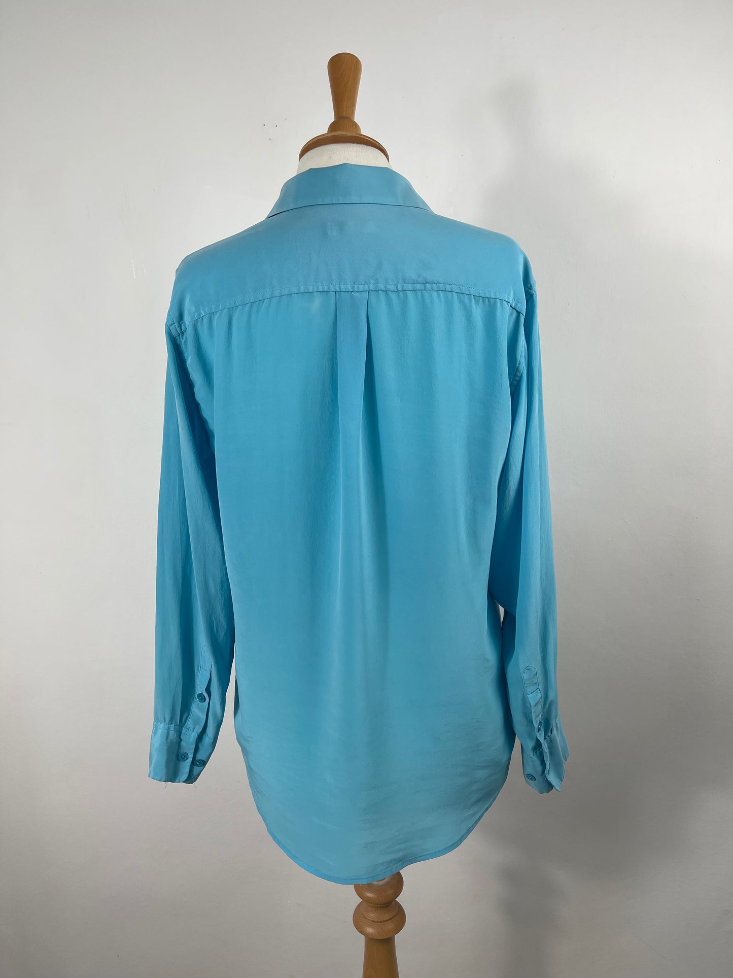 Turquoise Blue Washed Silk Blouse by Equipment | Size S