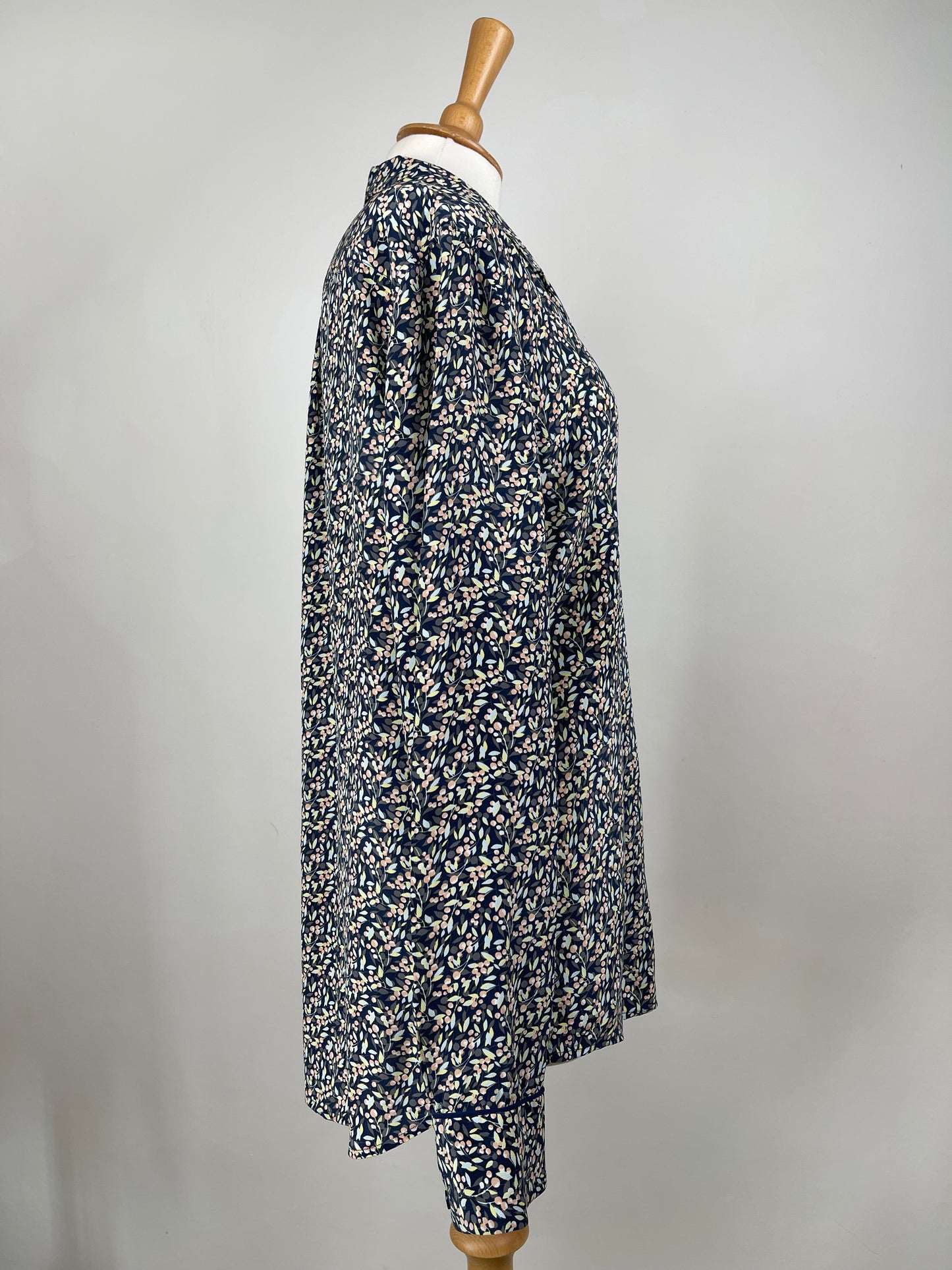 Navy, Pink & Green Ditsy Print Silk Blouse by Equipment | Size L