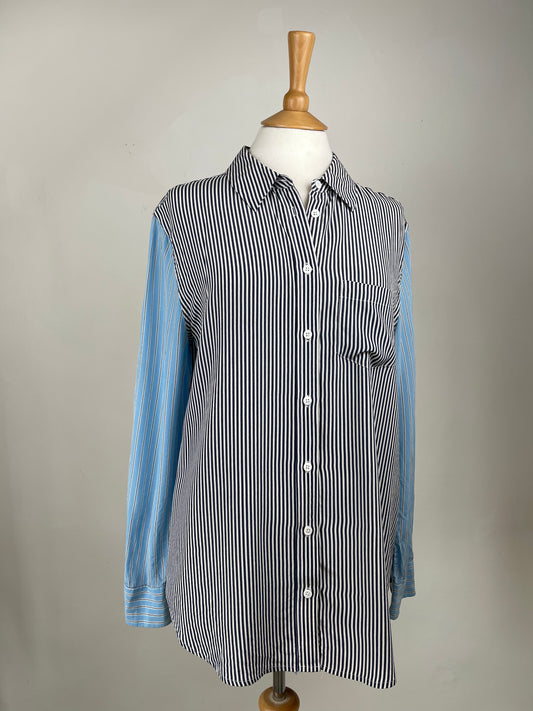 Mis-matched Blue Stripe Silk Blouse by Equipment | Size S