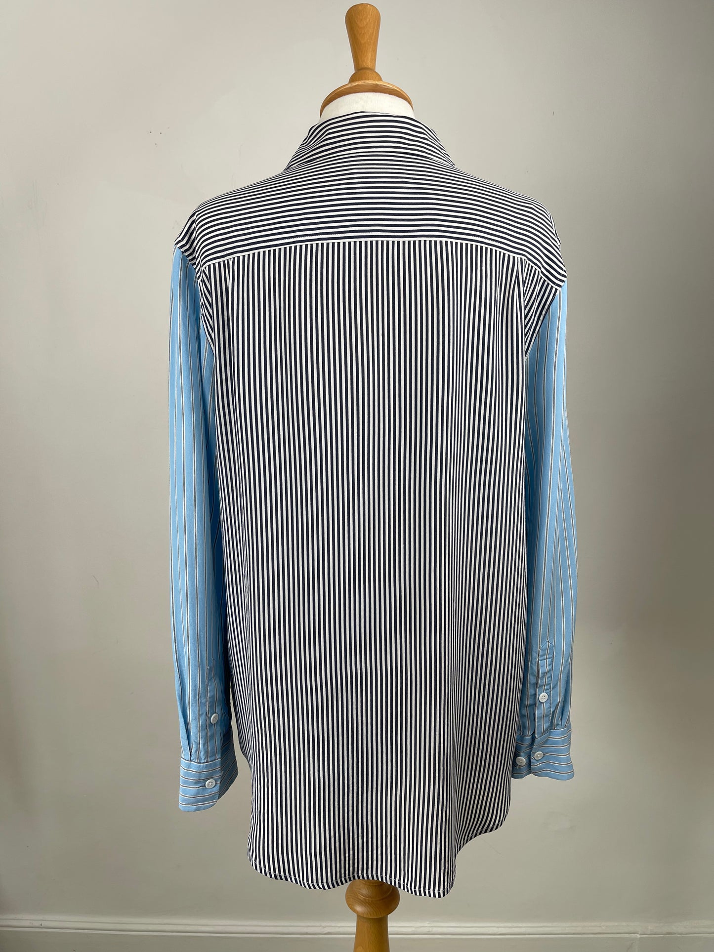 Mis-matched Blue Stripe Silk Blouse by Equipment | Size S