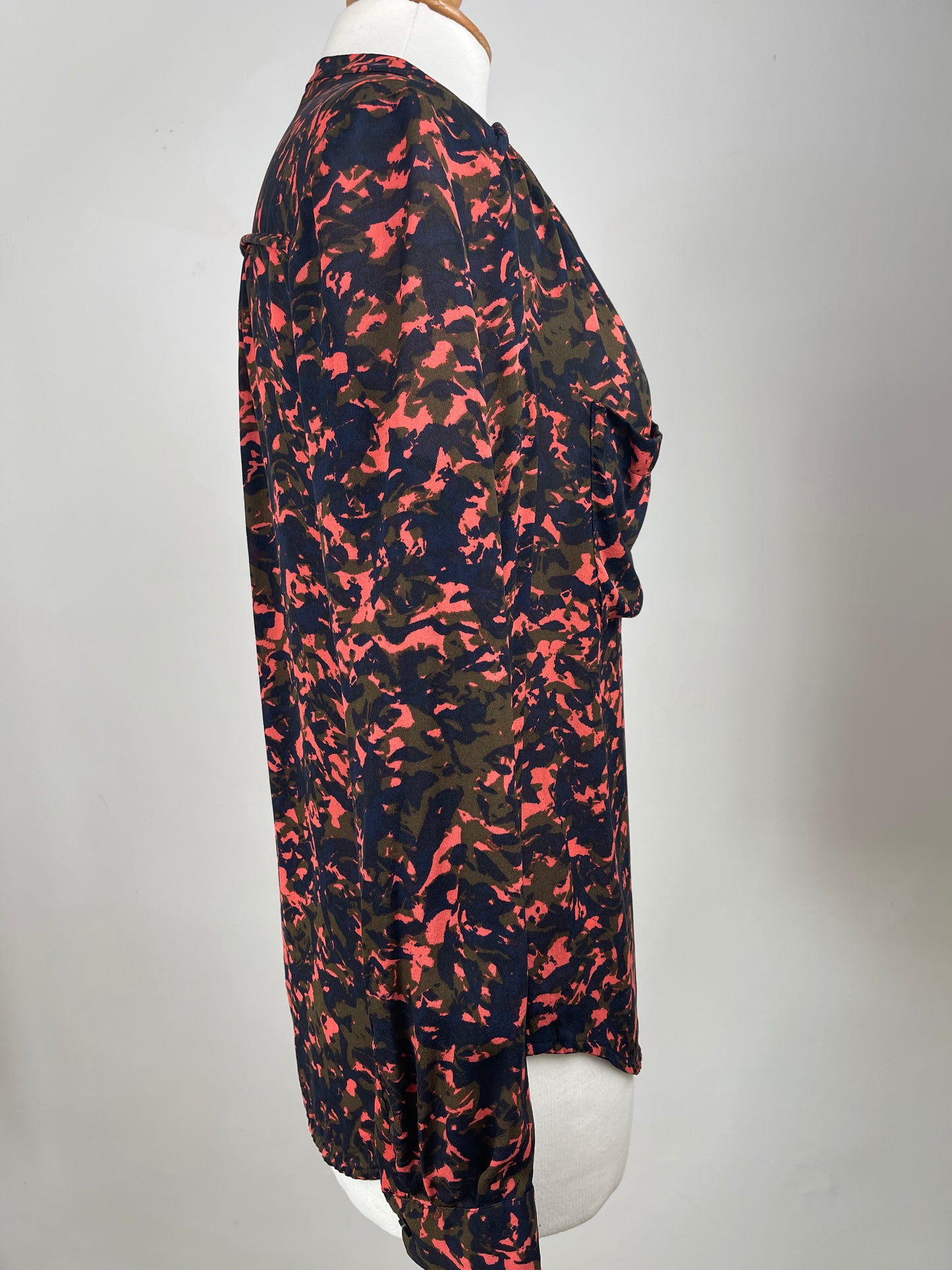 Orange, Navy and Khaki Silk Blouse by Whistles | Size S