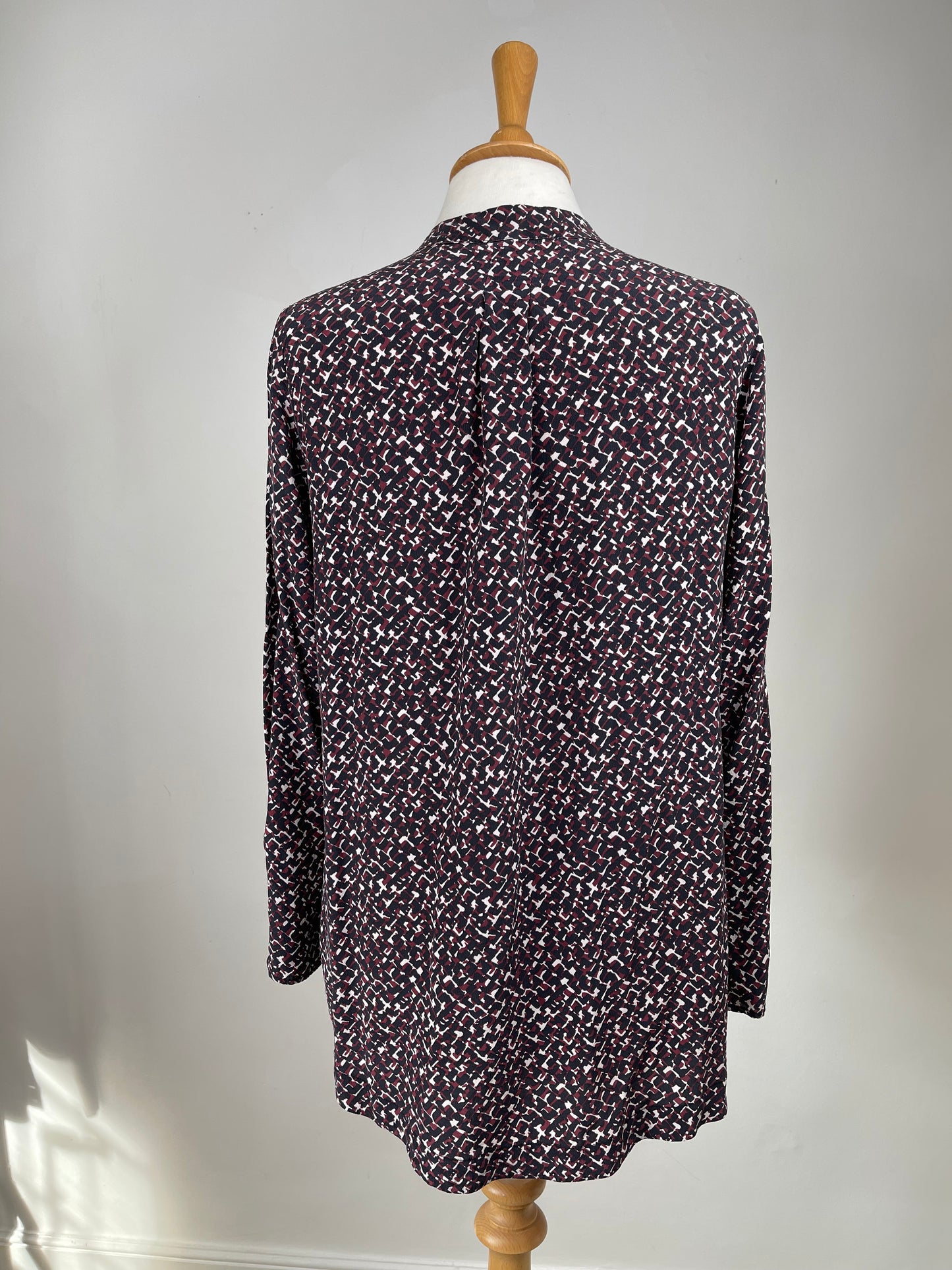 Burgundy, Black, White Silk Blouse by Gerard Darel | Size M