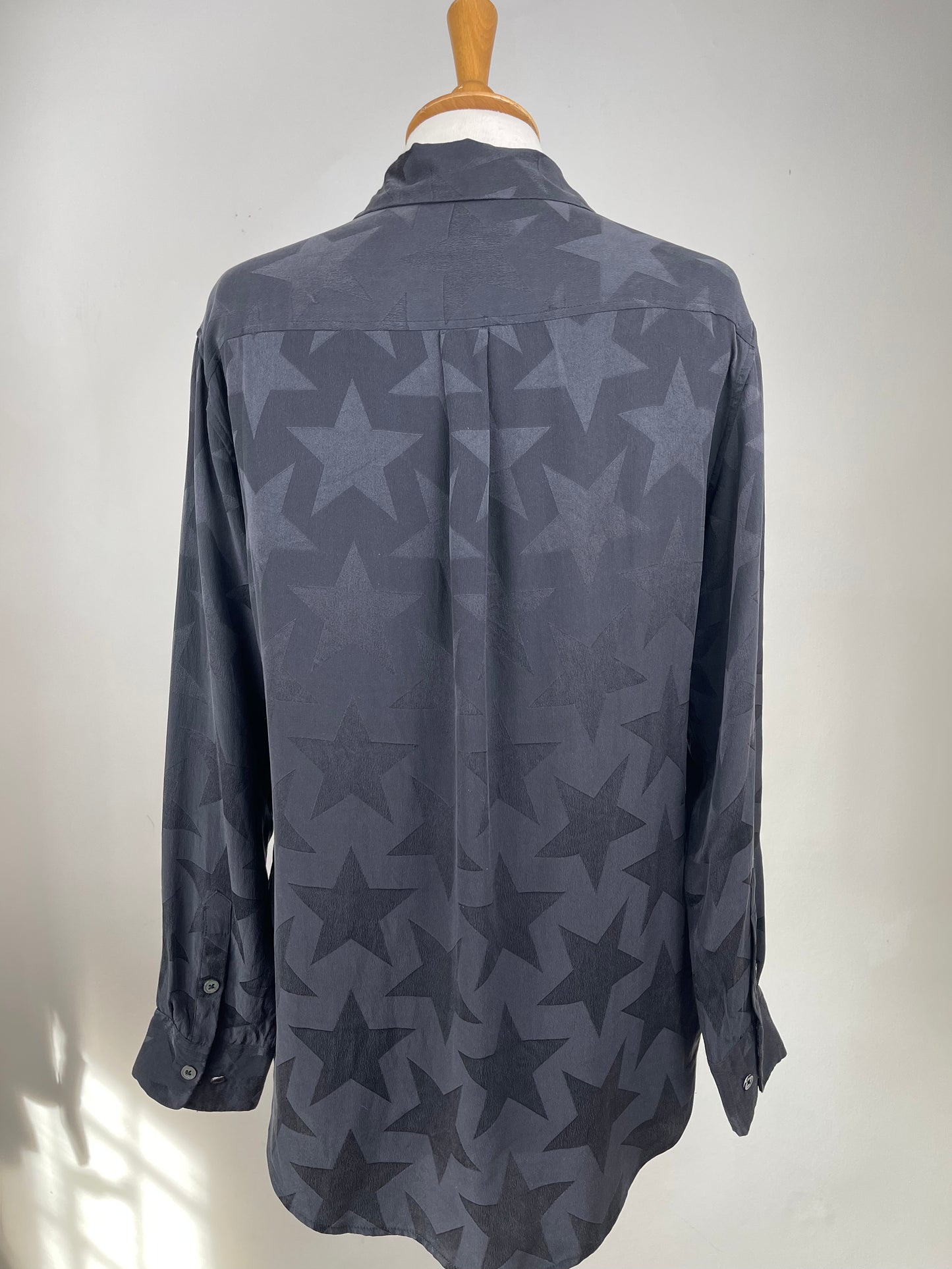 Black Silk Blouse with Star Design by Equipment | Size S