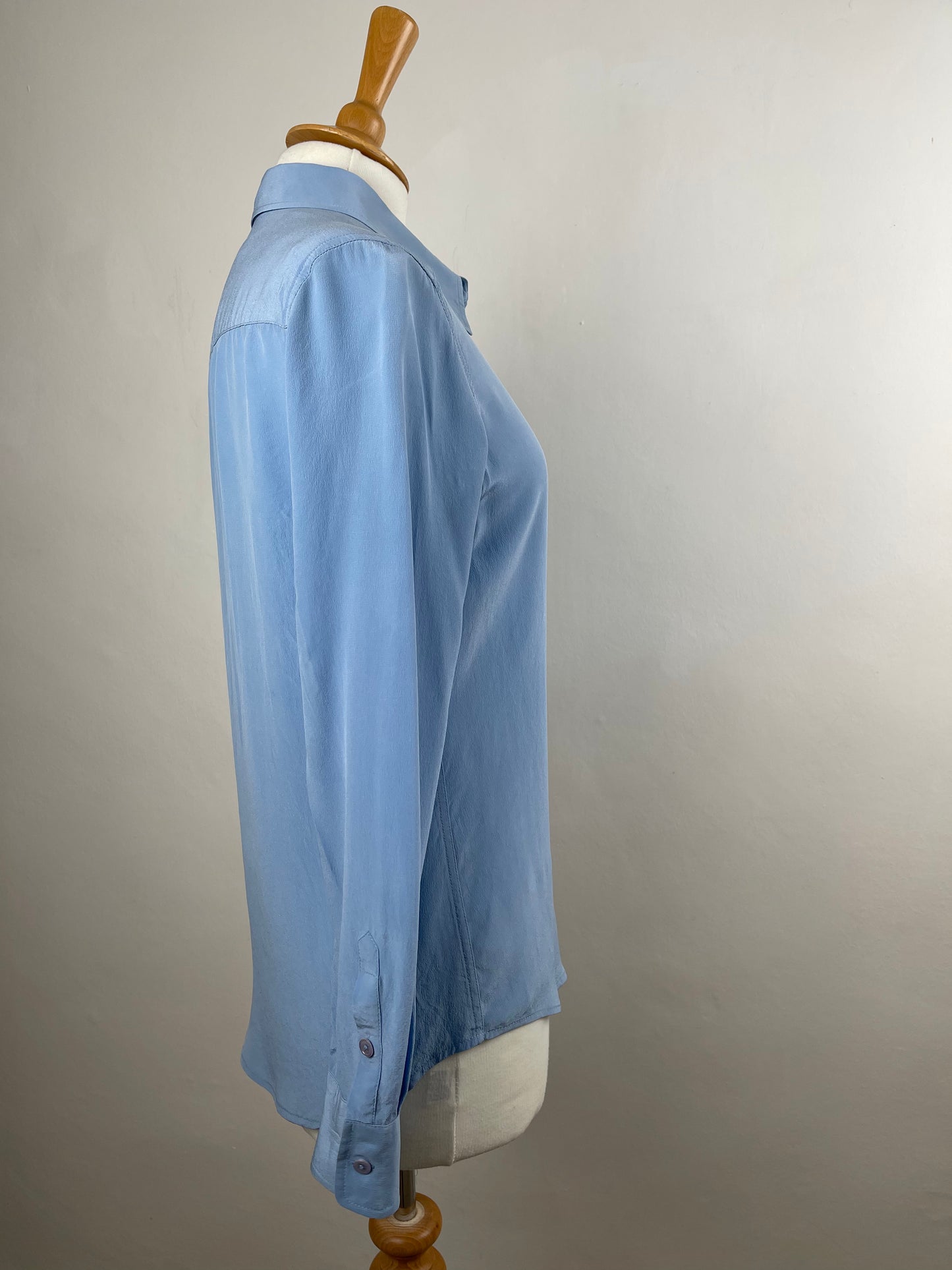 Pale Blue Classic Fit Silk Blouse by Equipment | Size S