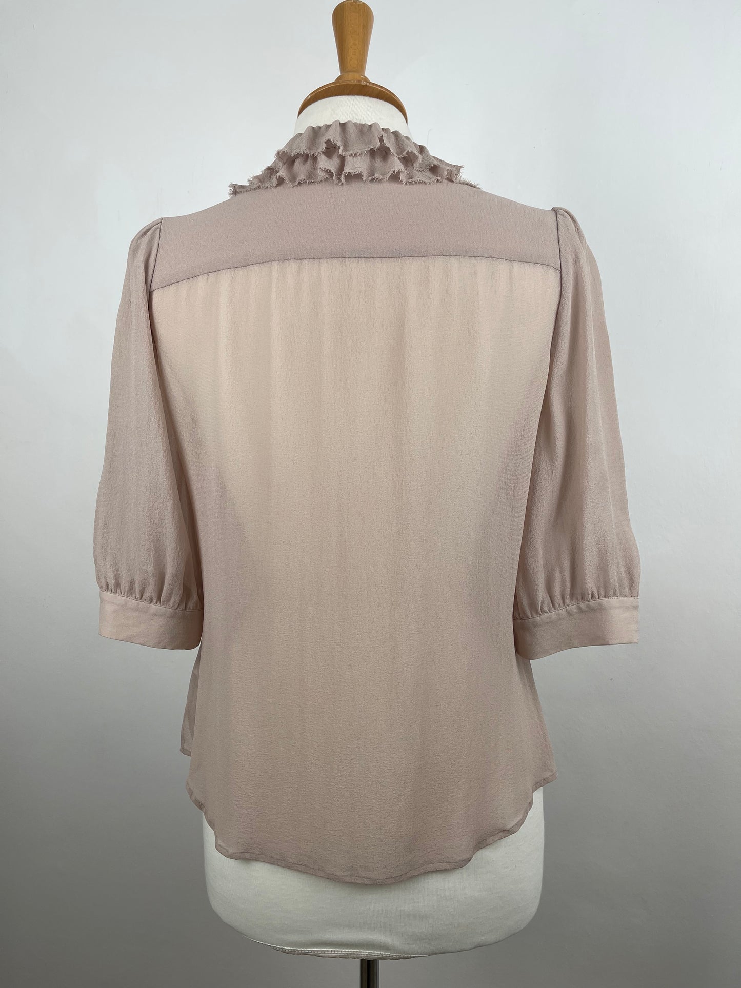 Nude Pink Sheer Silk Chiffon Blouse by Pink | Size M
