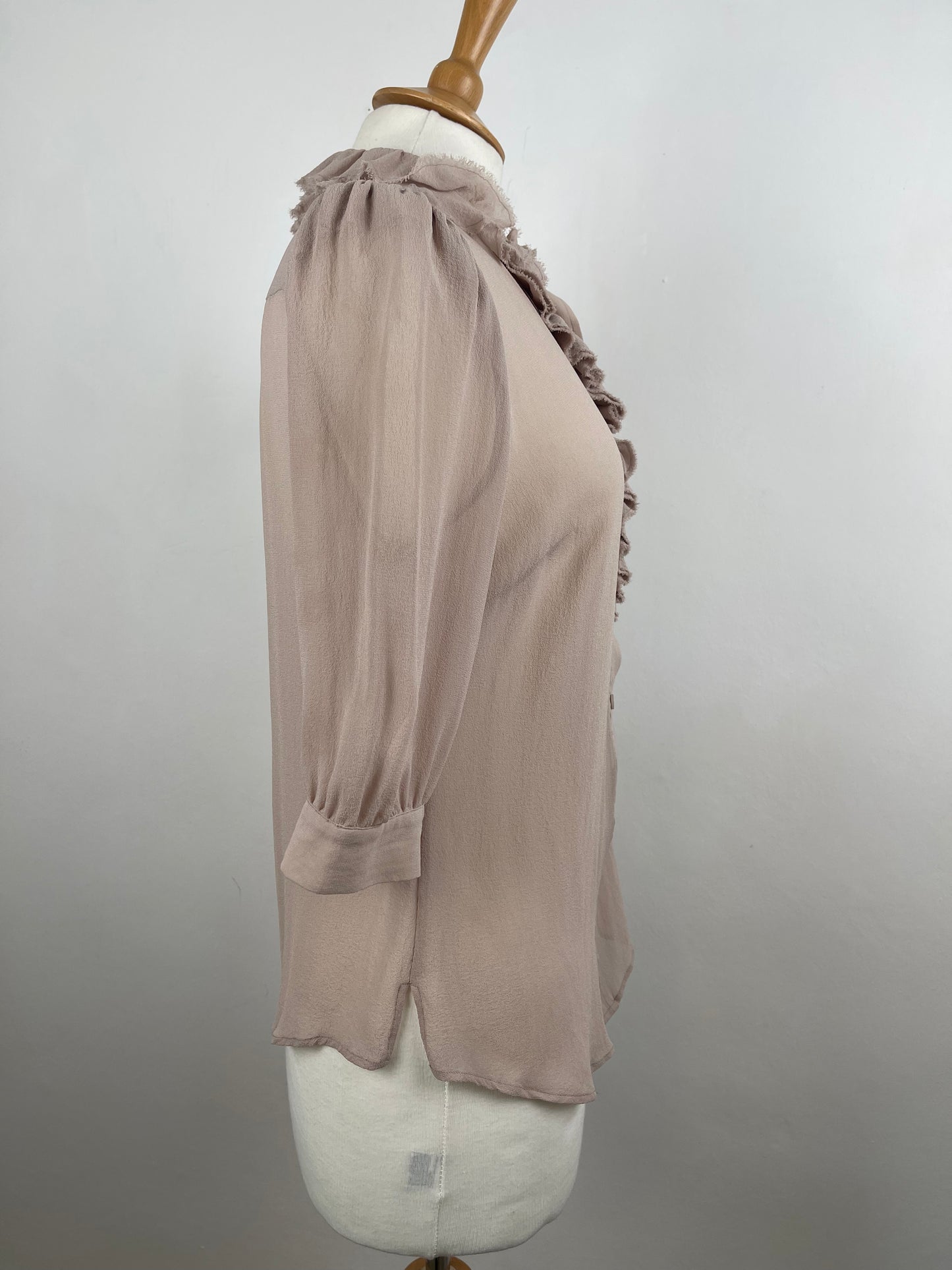 Nude Pink Sheer Silk Chiffon Blouse by Pink | Size M