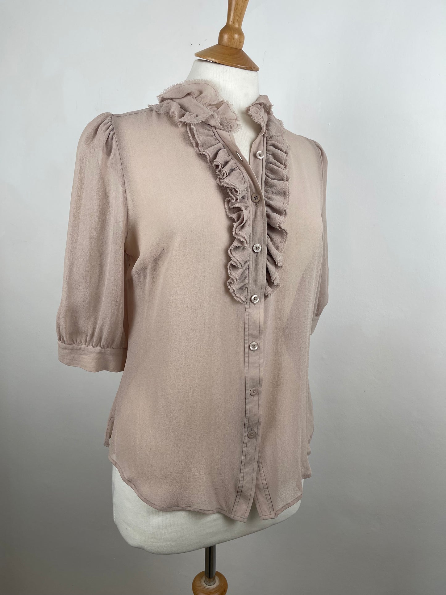 Nude Pink Sheer Silk Chiffon Blouse by Pink | Size M