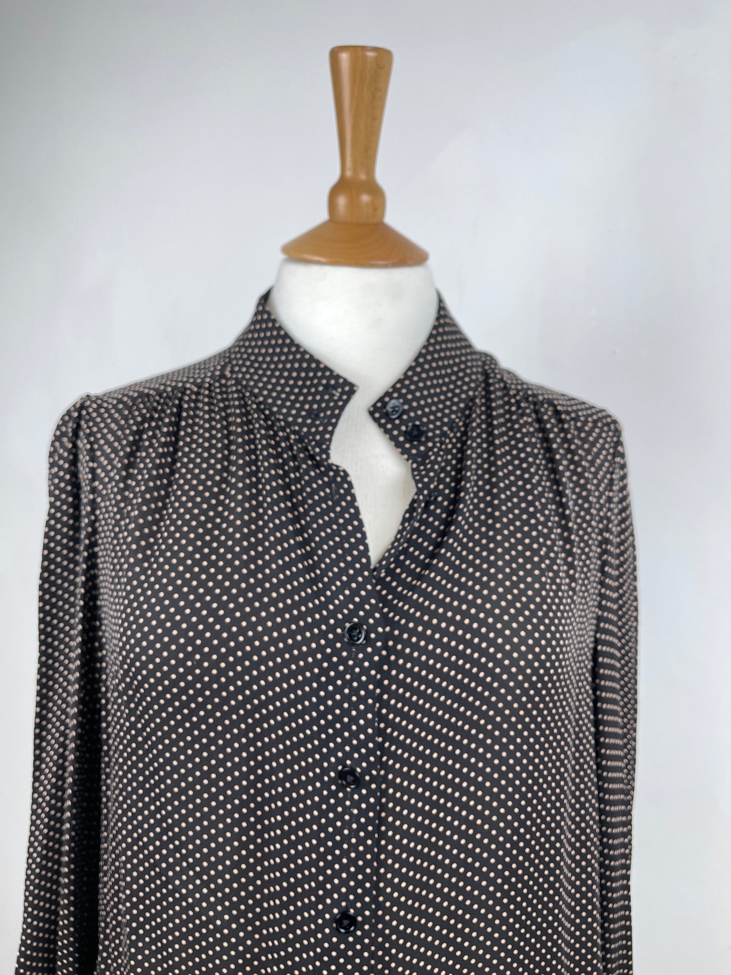 Black Spot Silk Blouse by Jaeger London | Size M